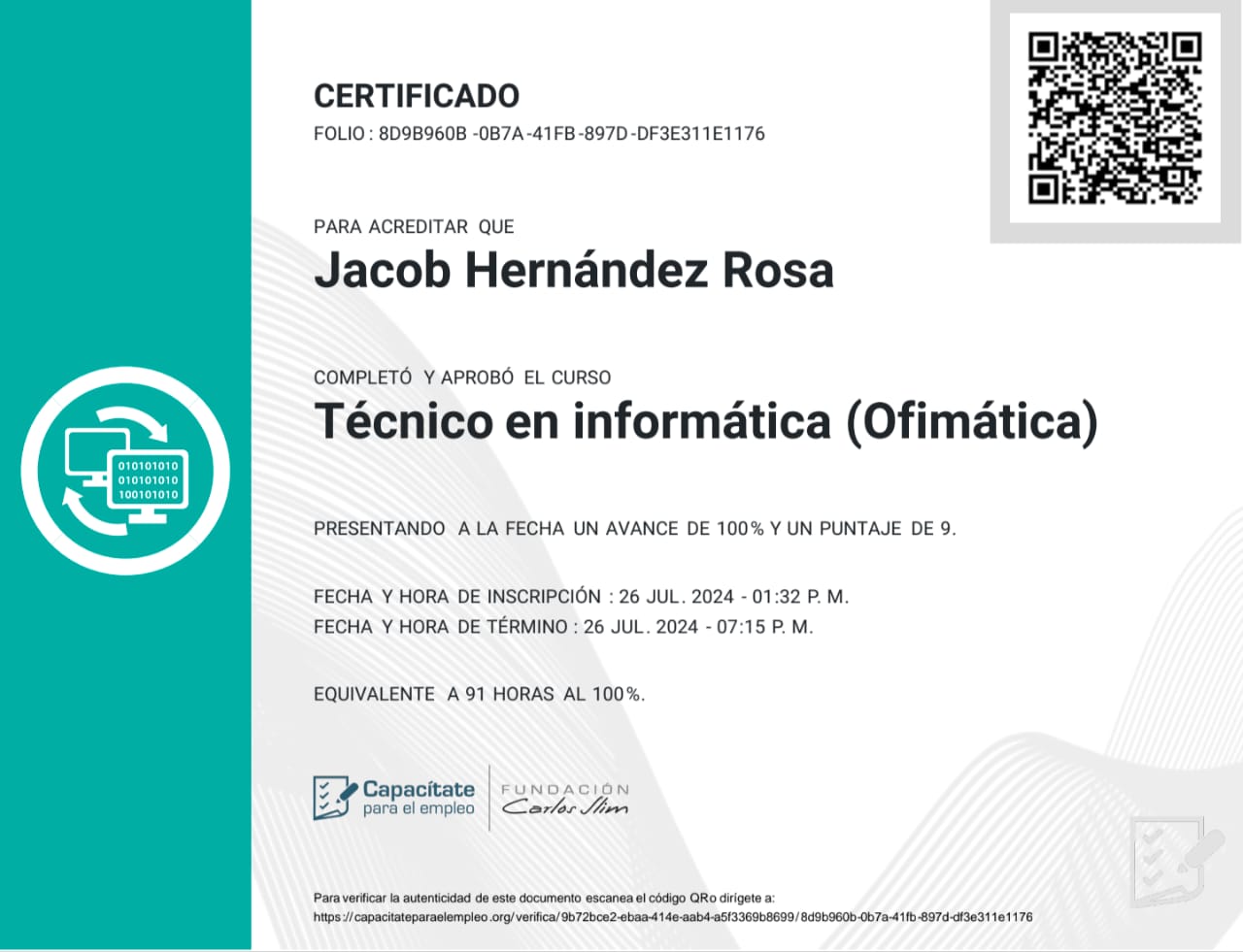 Técnico en informática (Ofimática)